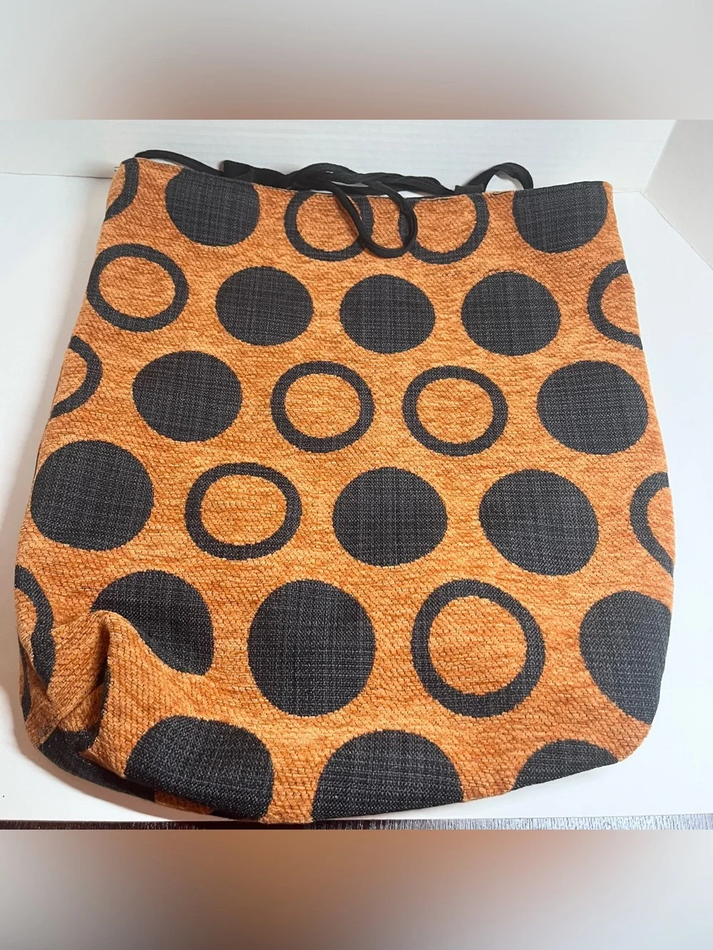 NATIVE AFRICAN FABRIC TOTE BAG (MINT CONDITION) (BURNT ORANGE/BLACK) (HANDMADE)
